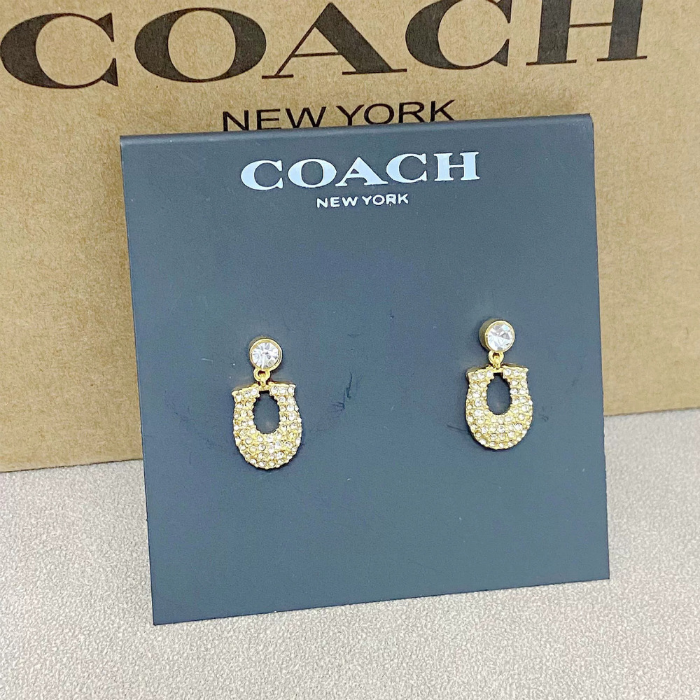 Coach Full Diamond Letter Earrings - Picture 6 of 7